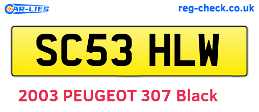 SC53HLW are the vehicle registration plates.