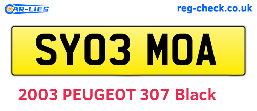 SY03MOA are the vehicle registration plates.
