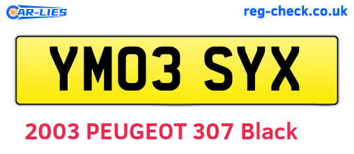 YM03SYX are the vehicle registration plates.