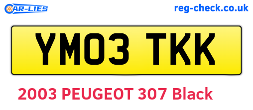 YM03TKK are the vehicle registration plates.