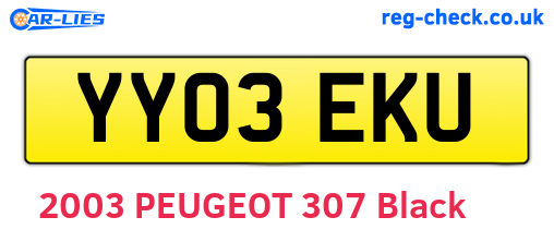 YY03EKU are the vehicle registration plates.