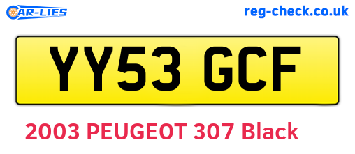 YY53GCF are the vehicle registration plates.