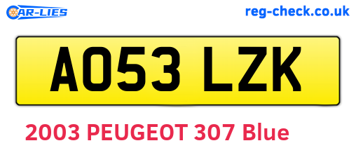 AO53LZK are the vehicle registration plates.