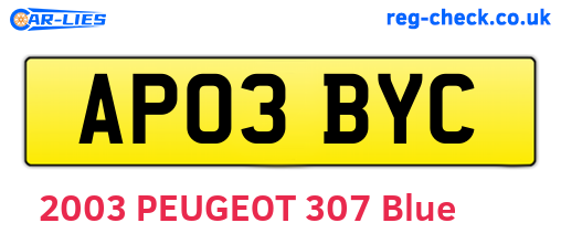 AP03BYC are the vehicle registration plates.