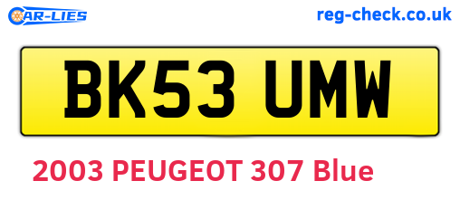 BK53UMW are the vehicle registration plates.