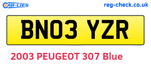 BN03YZR are the vehicle registration plates.