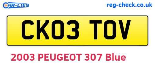 CK03TOV are the vehicle registration plates.