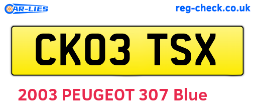 CK03TSX are the vehicle registration plates.