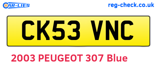 CK53VNC are the vehicle registration plates.