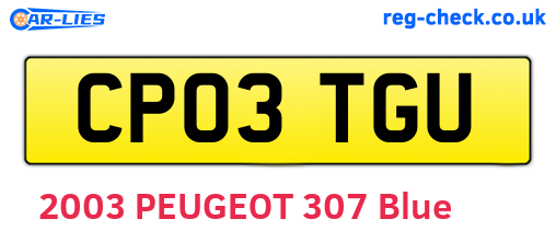 CP03TGU are the vehicle registration plates.