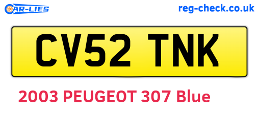 CV52TNK are the vehicle registration plates.