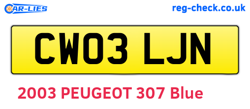 CW03LJN are the vehicle registration plates.