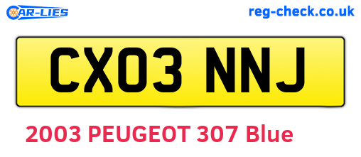 CX03NNJ are the vehicle registration plates.