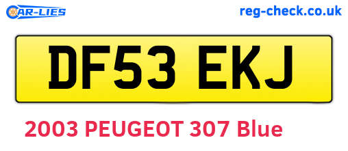 DF53EKJ are the vehicle registration plates.