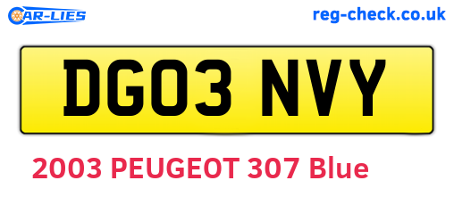 DG03NVY are the vehicle registration plates.