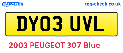 DY03UVL are the vehicle registration plates.