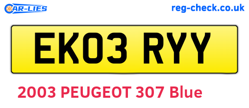 EK03RYY are the vehicle registration plates.