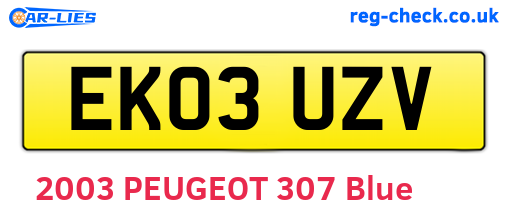 EK03UZV are the vehicle registration plates.