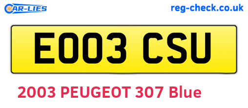 EO03CSU are the vehicle registration plates.