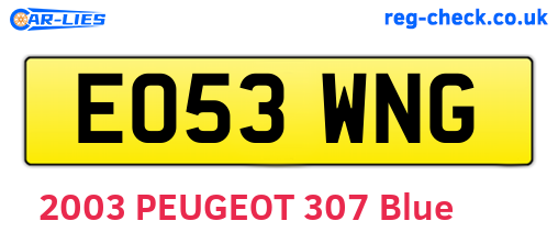 EO53WNG are the vehicle registration plates.