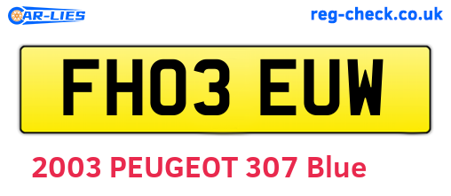 FH03EUW are the vehicle registration plates.