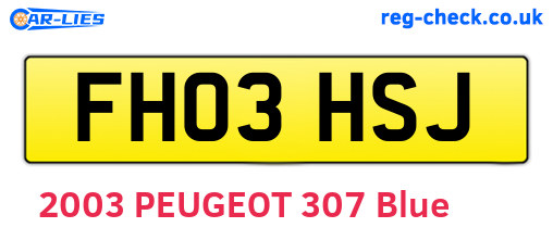 FH03HSJ are the vehicle registration plates.