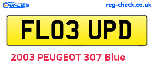 FL03UPD are the vehicle registration plates.