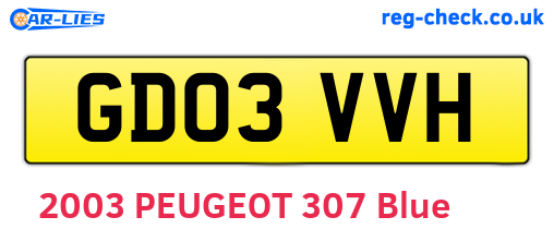 GD03VVH are the vehicle registration plates.
