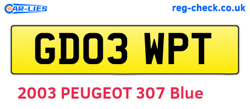 GD03WPT are the vehicle registration plates.