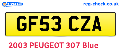 GF53CZA are the vehicle registration plates.