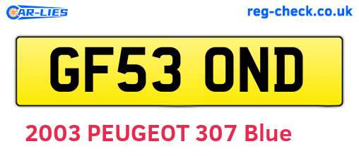 GF53OND are the vehicle registration plates.