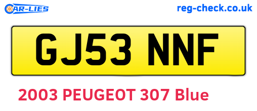 GJ53NNF are the vehicle registration plates.
