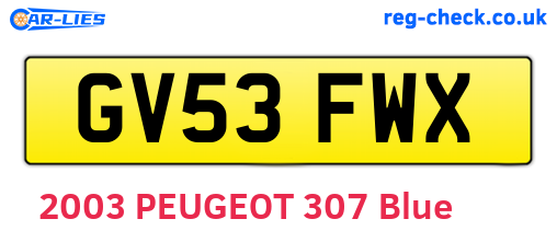 GV53FWX are the vehicle registration plates.