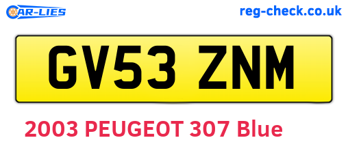 GV53ZNM are the vehicle registration plates.