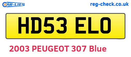 HD53ELO are the vehicle registration plates.