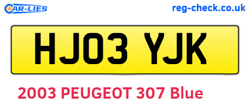HJ03YJK are the vehicle registration plates.