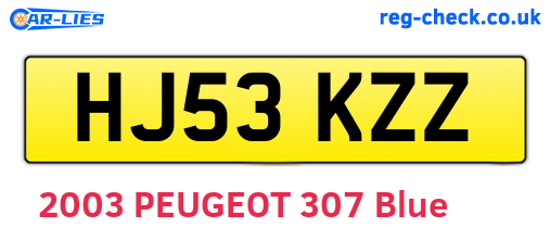 HJ53KZZ are the vehicle registration plates.