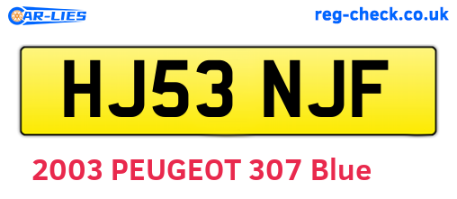 HJ53NJF are the vehicle registration plates.