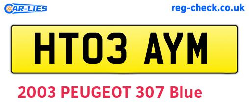 HT03AYM are the vehicle registration plates.