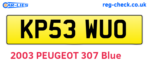 KP53WUO are the vehicle registration plates.