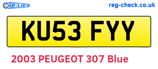 KU53FYY are the vehicle registration plates.