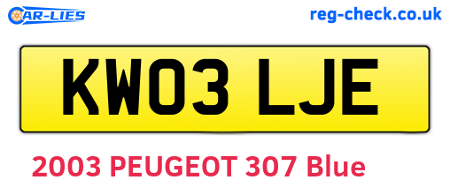 KW03LJE are the vehicle registration plates.
