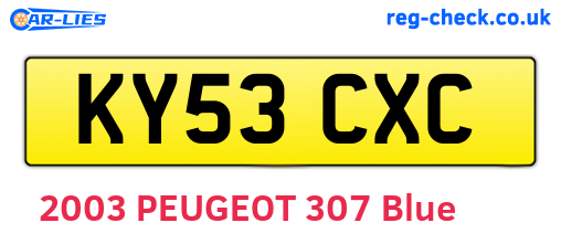 KY53CXC are the vehicle registration plates.