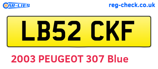 LB52CKF are the vehicle registration plates.