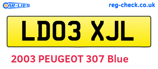 LD03XJL are the vehicle registration plates.