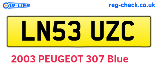 LN53UZC are the vehicle registration plates.