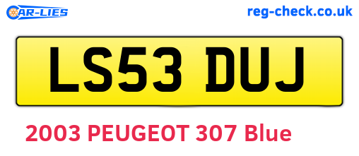 LS53DUJ are the vehicle registration plates.