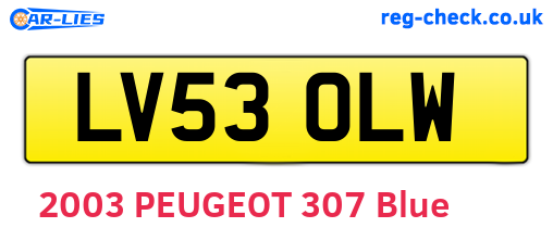 LV53OLW are the vehicle registration plates.