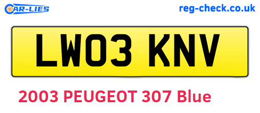 LW03KNV are the vehicle registration plates.