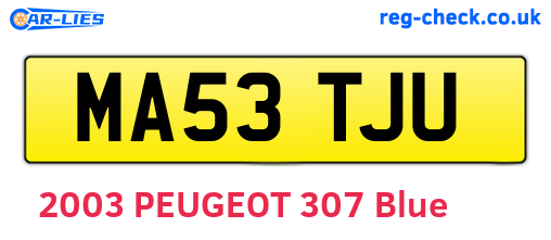 MA53TJU are the vehicle registration plates.